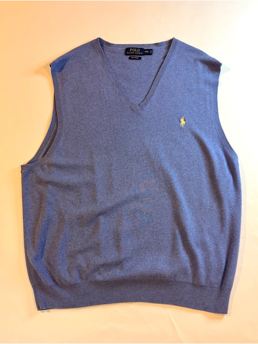Polo Ralph Lauren V-Neck Sweater Vest Mens XXL  Blue Pima Cotton Golf